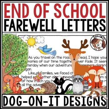 Preview of Editable End of Year Letter to Students and Parents Woodland Forest Animals