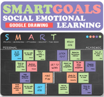 Preview of SMART Goal Board SEL Social Emotional Learning | Distance Learning | Google Apps