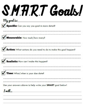 goals worksheet smart freebie teachers subject professional