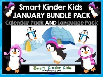 Preview of 2024 Smart Kinder Kids BUNDLE - January Calendar/Math & Language for Smartboard