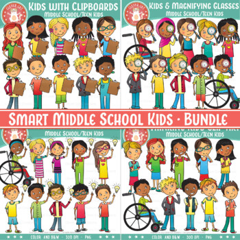 Preview of Smart Middle School / Teen Kids Clipart Bundle
