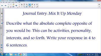 Preview of Smart Notebook Weekly Journal Entries: Monday Journals