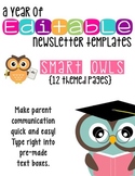 Editable Newsletter Templates (12 included): Smart Owl Themed