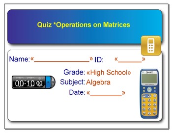 Preview of Smart Response - Quiz on Operations on Matrices