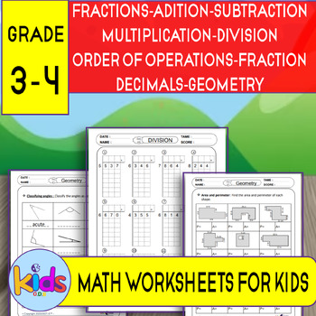 Preview of Smart Summer Math Workbook grade 3-4
