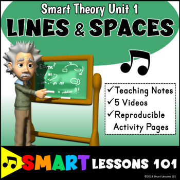 Preview of Music Theory: Staff LINES and SPACES Unit 1 Videos and Music Worksheets