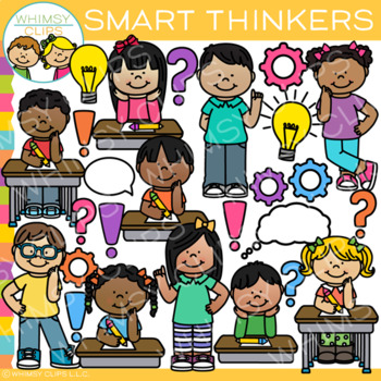 Preview of Kids Thinking of Bright Ideas at School Clip Art