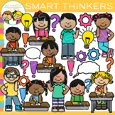 Kids Thinking of Bright Ideas at School Clip Art