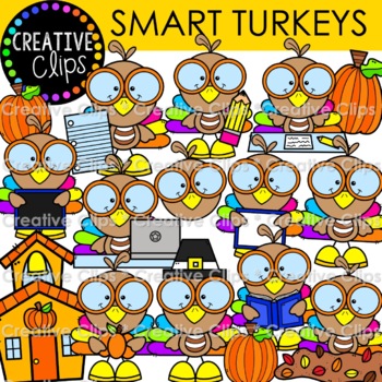 Preview of Smart Turkey Clipart (Thanksgiving Clipart)