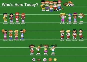 Preview of SmartBoard Attendance/Student Check-In Sports Kids Theme