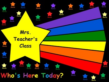 Preview of SmartBoard Attendance/Student Check-In Star Theme