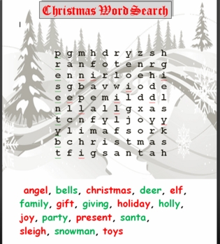 Preview of SmartBoard Christmas Word Search Easy