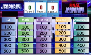 Preview of SmartBoard Jeopardy Game with questions