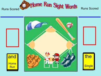 Preview of SmartBoard Kindergarten Sight Word Baseball-First 100 Words