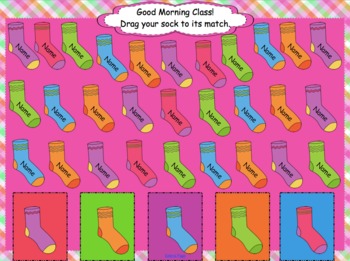 Preview of SmartBoard Match the Sock Attendance Page