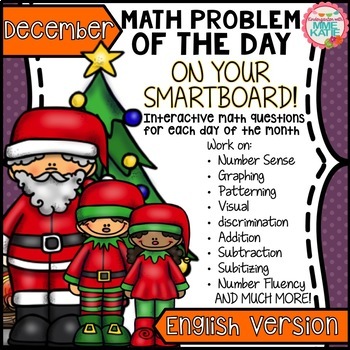 Preview of SmartBoard Math Problem of the Day: December Christmas Winter English