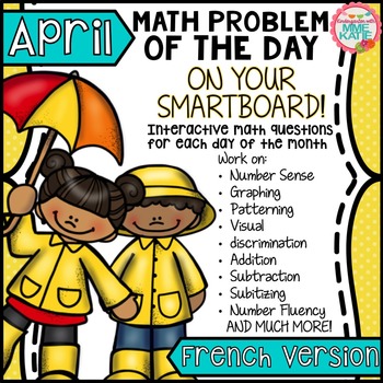 Preview of SmartBoard Math Problem of the Day: Spring, Earth Day - French Edition