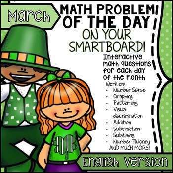 Preview of St. Patrick's Day & Spring SmartBoard Math Problem of the Day: English