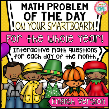 Preview of SmartBoard Math Problem of the Day: WHOLE YEAR GROWING BUNDLE! English