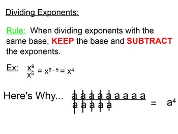 Preview of SmartBoard Mini Lesson on Rules For Division of Exponents & Scientific Notation