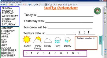 Preview of SmartBoard Morning meeting - calendar, counting days, weather tally, skip count