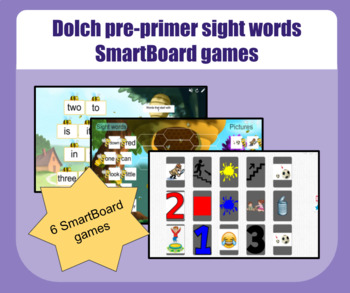 Preview of SmartBoard Pre-primer sight words games - Distance learning