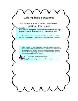 Preview of SmartBoard: Writing Topic Sentences