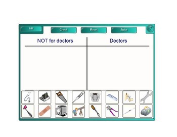 Preview of Smartboard Fun: Being Sick Questions & Doctor Tools Sort