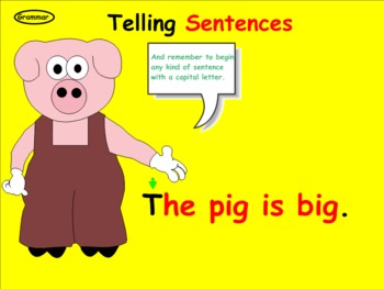 Preview of Telling Sentences Using Periods (Smartboard Grammar)