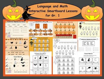 Preview of Smartboard: Halloween Language and Math Activities for Gr. 1