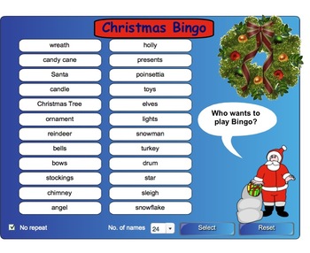 Preview of Smartboard: Interactive Christmas Bingo
