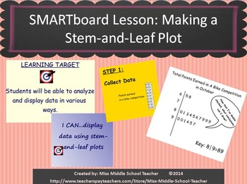 Preview of Smartboard Lesson: Stem and Leaf Plot Creation