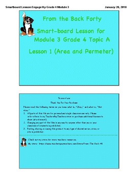 Preview of Smartboard Lesson for Engage NY Grade 4 Module 3 lesson 1 - Area and Perimeter