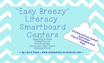 Preview of Smartboard Literacy Centers (beginning sounds, vowels, rhyming and more)