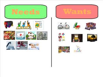Preview of Smartboard Needs and Wants Sort