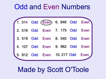 Preview of Smartboard Odd Even Numbers Math Lesson