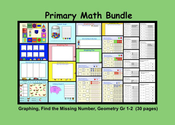 Preview of Smartboard Primary Math Bundle: Graphs, Missing Number, Geometry, Printables