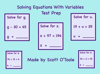 Preview of Smartboard Solving Equations with Variables Math Lesson