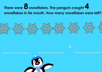 Preview of Winter Subtraction Word Problems Flipchart