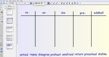 Preview of Smartboard Word Sorts - prefixes re-, un-, dis- & pre-