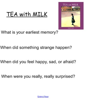 Preview of Smartboard for Allen Say's "TEA with MILK"