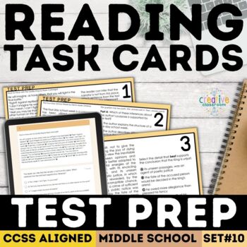 Preview of Reading Test Prep Task Cards | Common Core SBAC & CAASPP | PDF & Google Forms