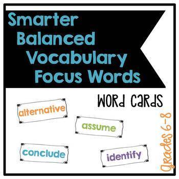 Preview of Smarter Balanced Grades 6-8 Middle School Vocabulary Focus Words - Cards