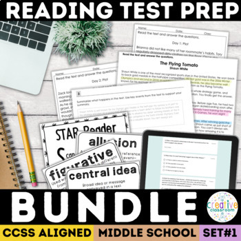 Preview of 6th 7th 8th Grade Reading Comprehension Passages SBAC CAASPP Test Prep Bundle