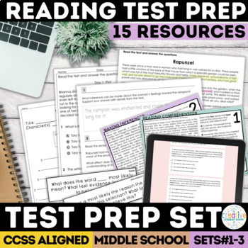 Preview of Reading Comprehension Assessments ELA Worksheets Games CAASPP & SBAC Test Prep