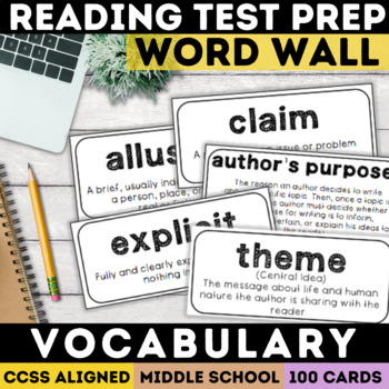 Preview of Reading Test Prep Vocabulary Word Wall Cards for SBAC & CAASPP