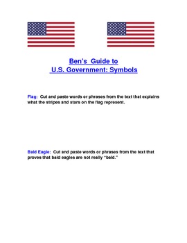 Preview of US Symbols-Smarter Balanced Webquest-CCSS