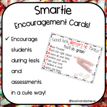 Preview of Smartie Encouragement Cards - Testing and Assessment | Classroom Community