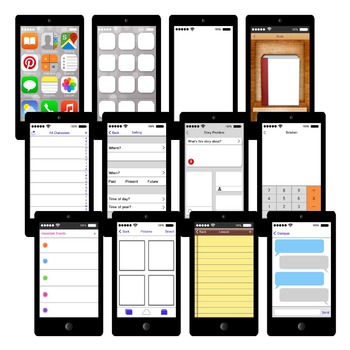 Preview of Smartphone Story Elements Graphic Organizers Printables and Clip Art
