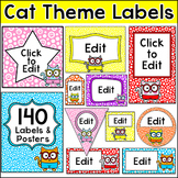 Cat Theme Labels for Classroom Jobs, Teacher Binders, Supp